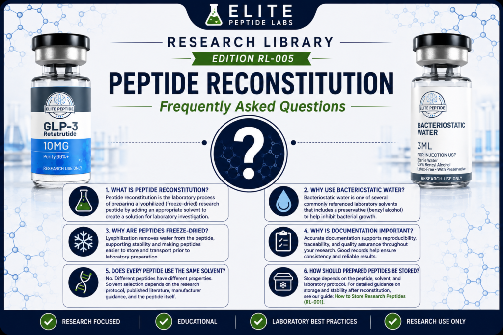Frequently Asked Questions about peptide reconstitution for laboratory research.